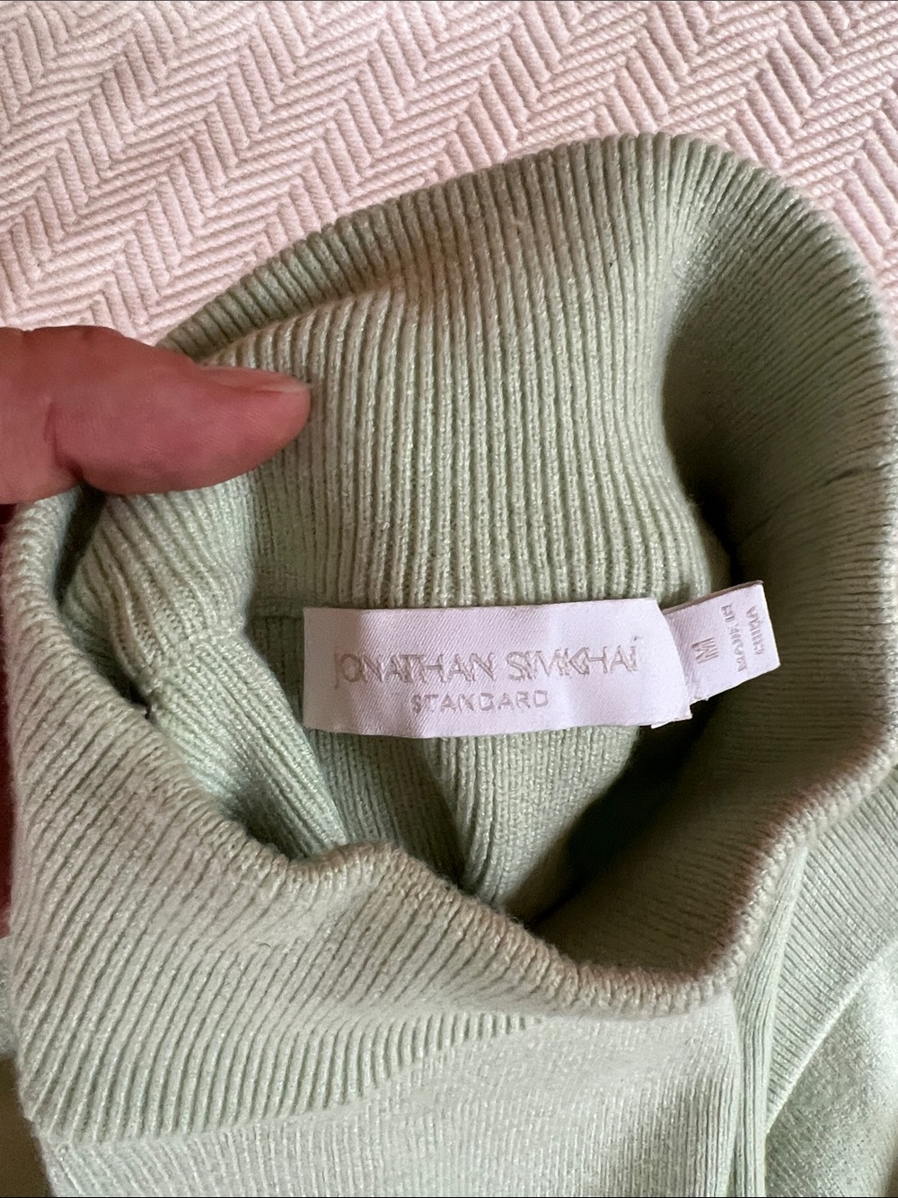 Jonathan Simkhai Ribbed cropped Puff Sleve Sweater Mint medium - Picture 9 of 9